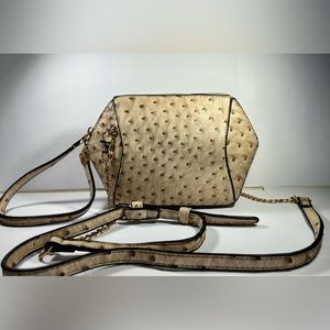 Tan Faux Ostrich HexagonalCircle Shoulderbag/Purse